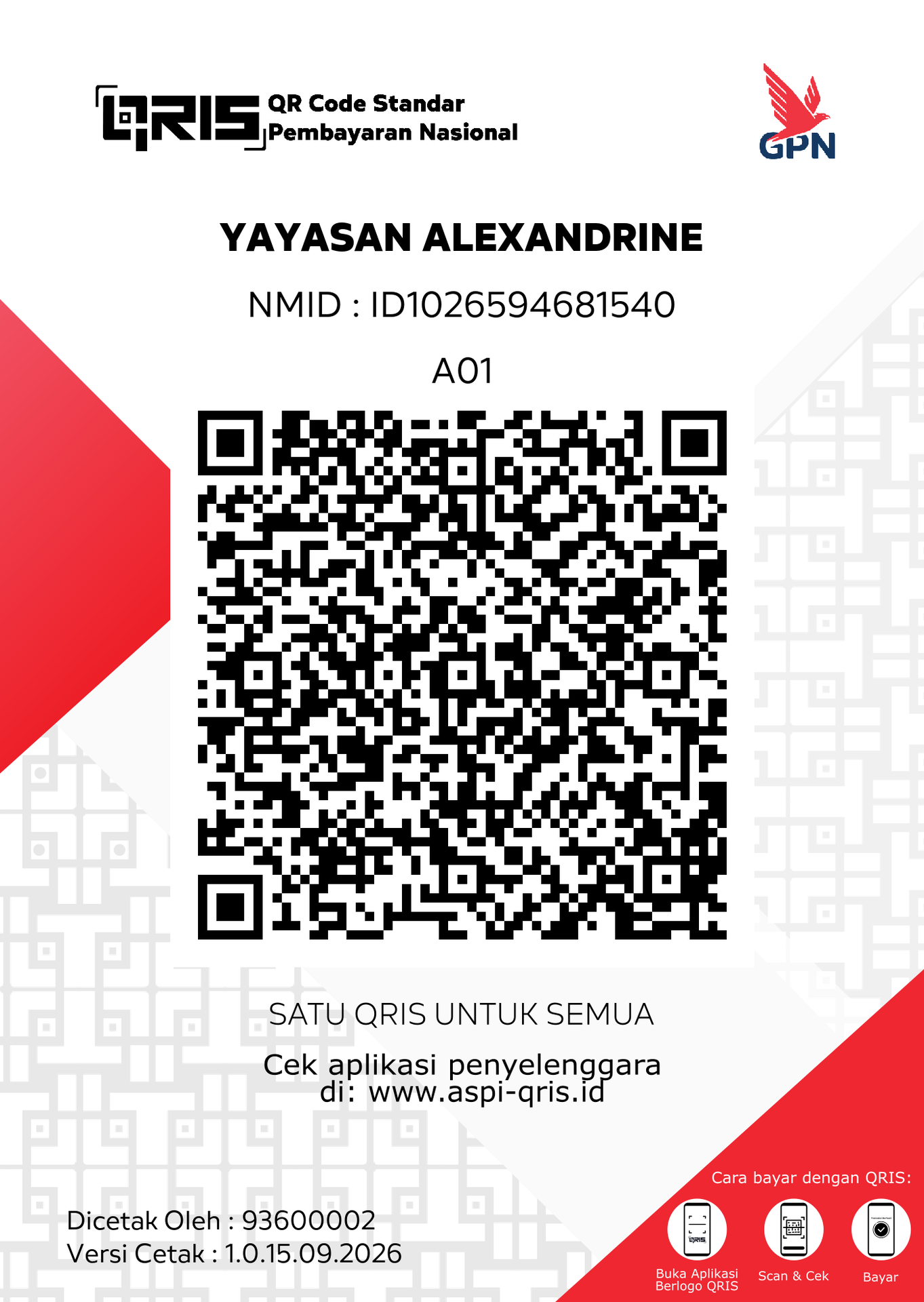 QRIS Yayasan Alexandrine